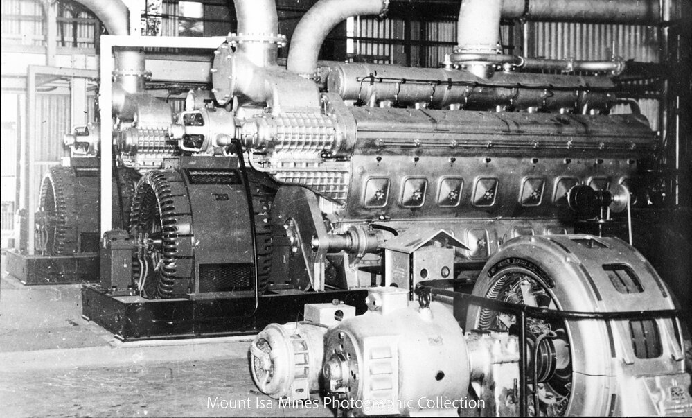 Diesel alternators at Mines Power Station, Mount Isa Mines, October 1949 