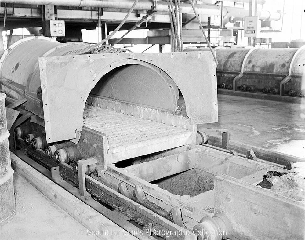 Lead Smelter sinter oven, Mount Isa Mines, April 1958