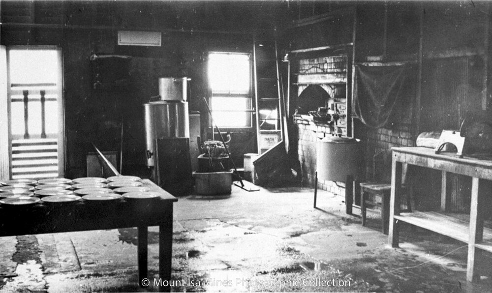 Mess kitchen serving area, Mineside, July 1958 