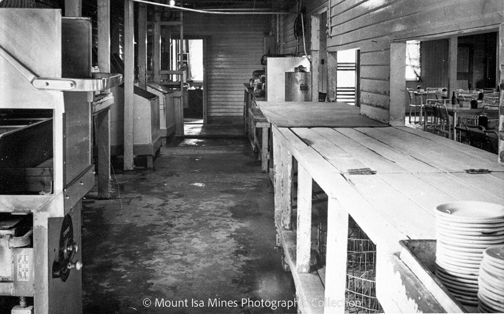 Mess kitchen scullery area, Mineside, July 1958 