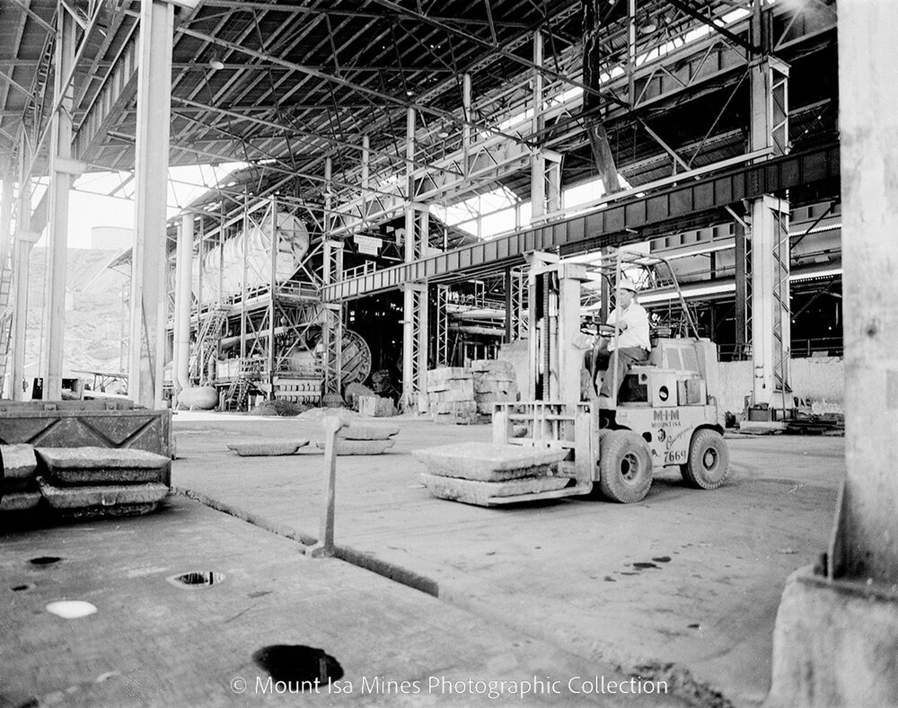 Loading blister copper at Copper Smelter, Mount Isa Mines, October 1958