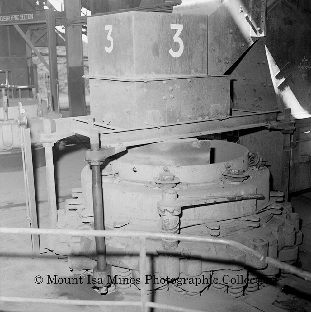 Cone crusher mill, Mount Isa Mines, November 1959