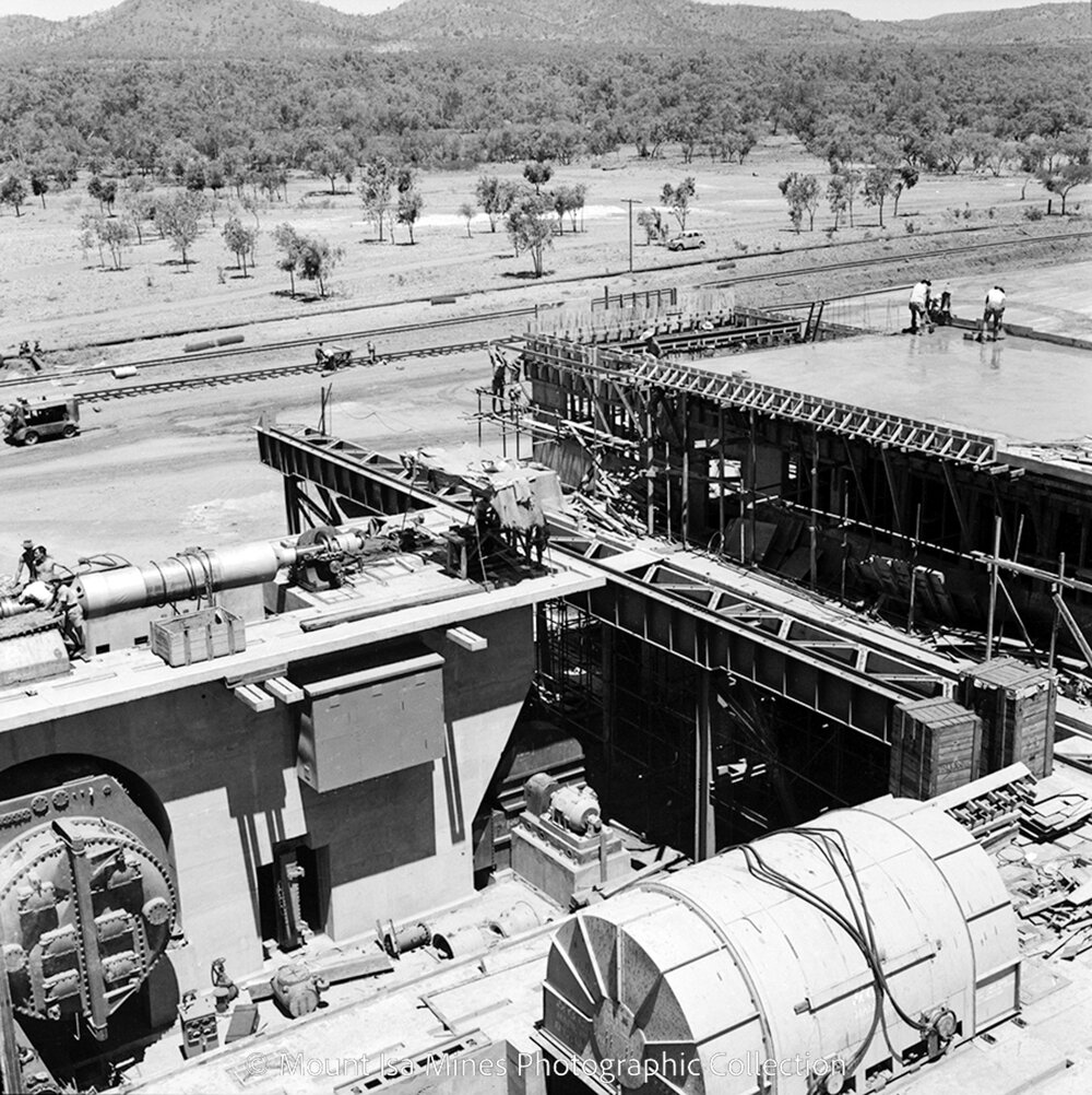 Assembling turbine and alternator, Mica Creek Power Station, November 1959
