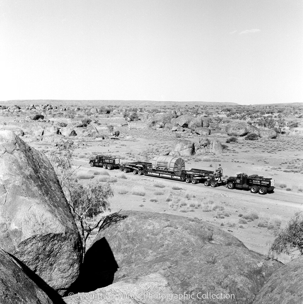 Stator on delivery to Mica Creek Power Station, February 1959