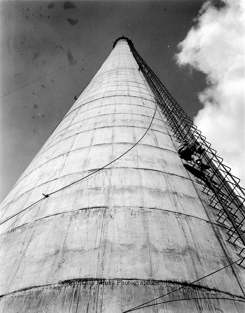 New Copper Stack under construction, Mount Isa Mines, November 1959
