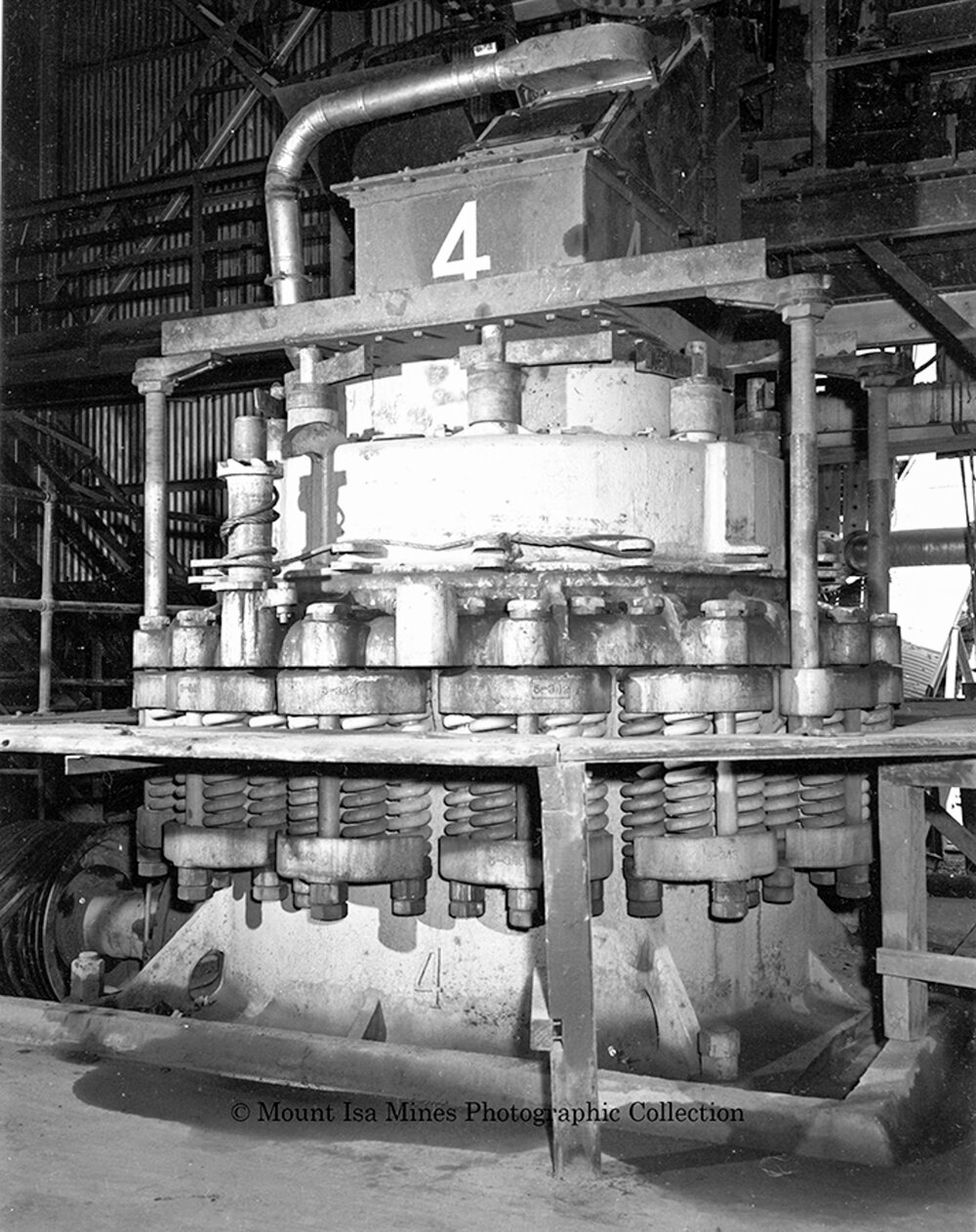 Mill No 4 cone crusher, crushing and screening, Mount Isa Mines, December 1959