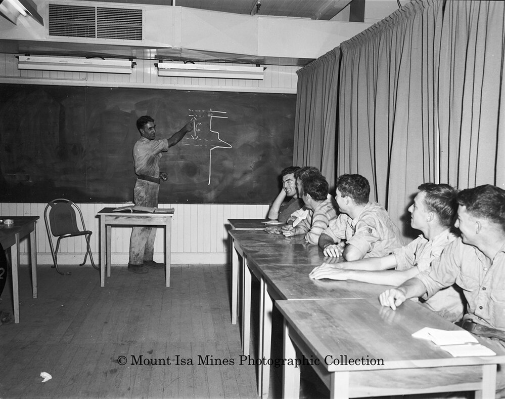Safety training at Mine Office, December 1959