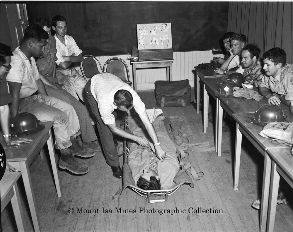 Safety training at Mine Office, December 1959