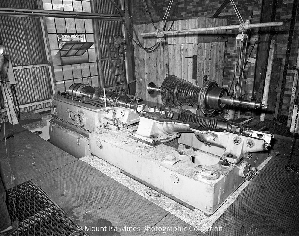 Mines Power Station turbo compressor under repair, Mount Isa Mines, May 1959