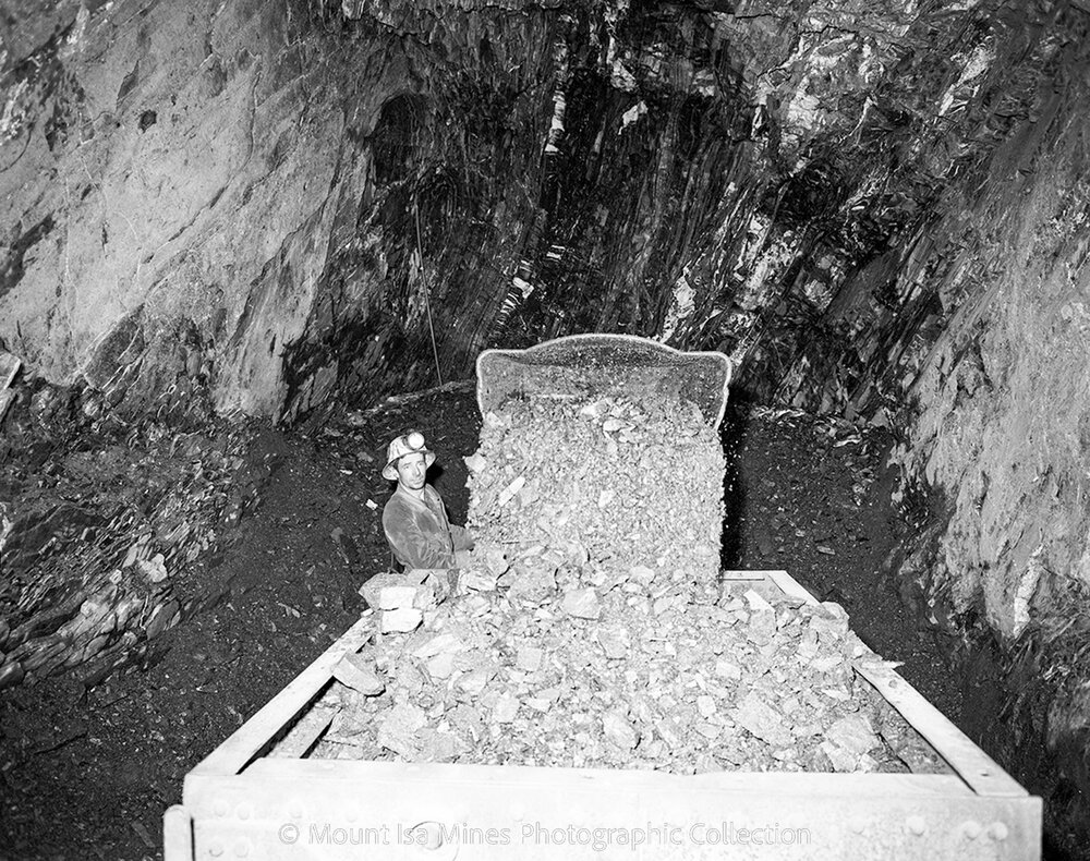 Loading gable car, Mount Isa Mines, May 1959