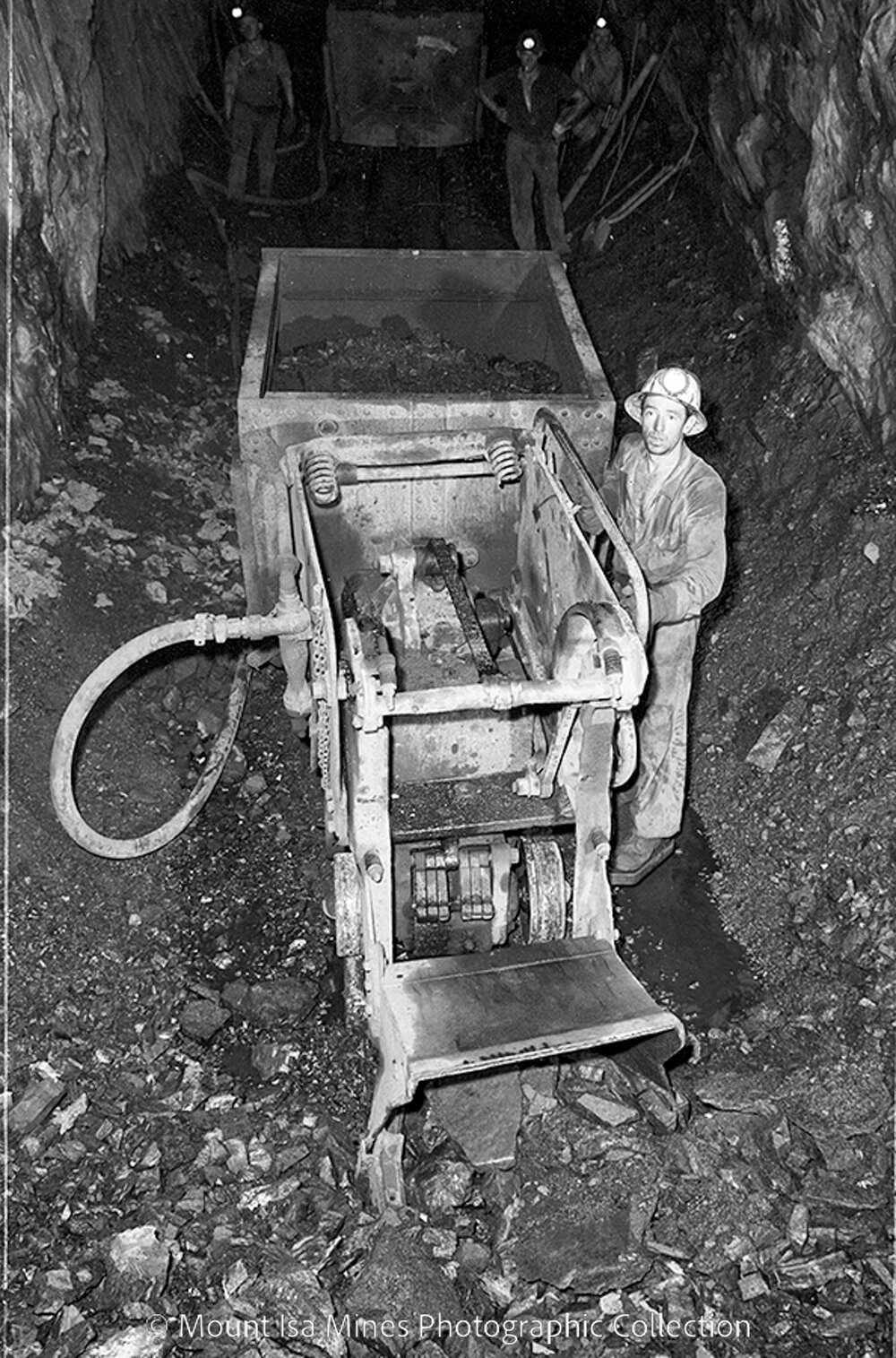 Rail mounted swing loader, Mount Isa Mines, May 1959