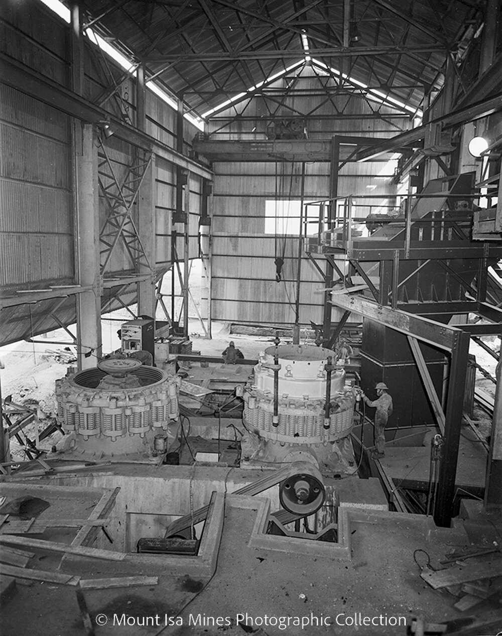 Crusher under construction, Mount Isa Mines, June 1959