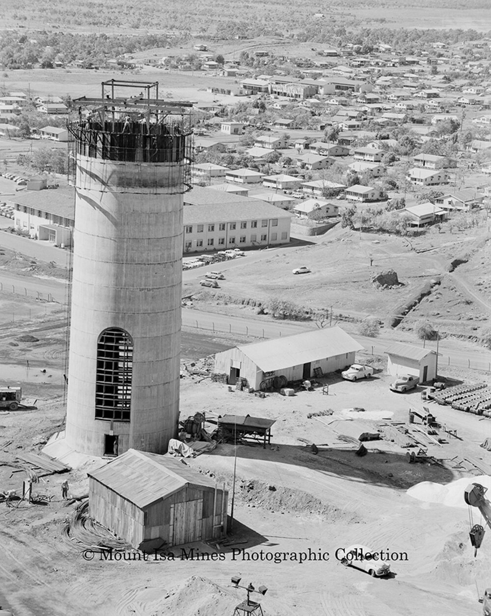 Copper Stack construction, Mount Isa Mines, September 1959