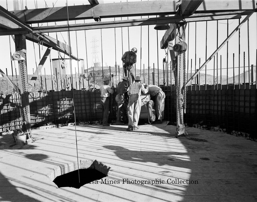 New Copper Stack under construction, Mount Isa Mines, September 1959