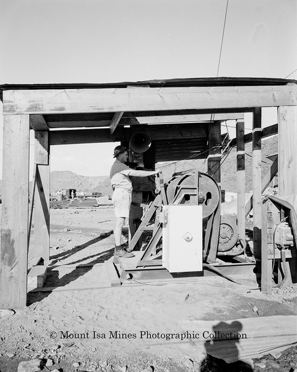 New Copper Stack under construction, Mount Isa Mines, September 1959