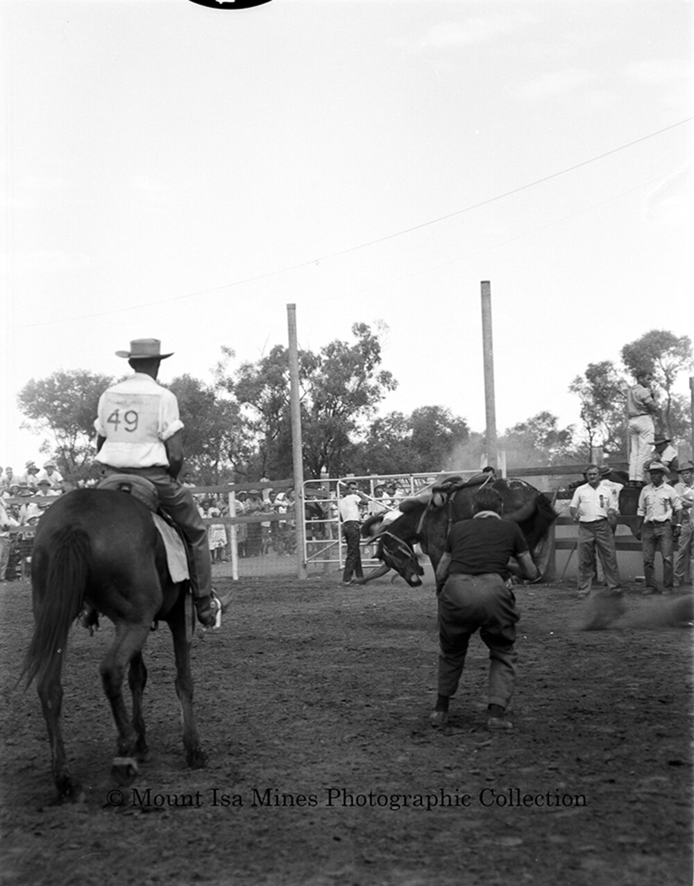 Mount Isa Rotary Rodeo Rough Riding, Spear Creek, September 1959