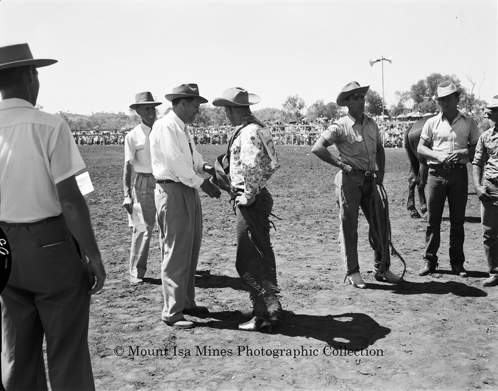 Mount Isa Rotary Rodeo presentation, Spear Creek, September 1959