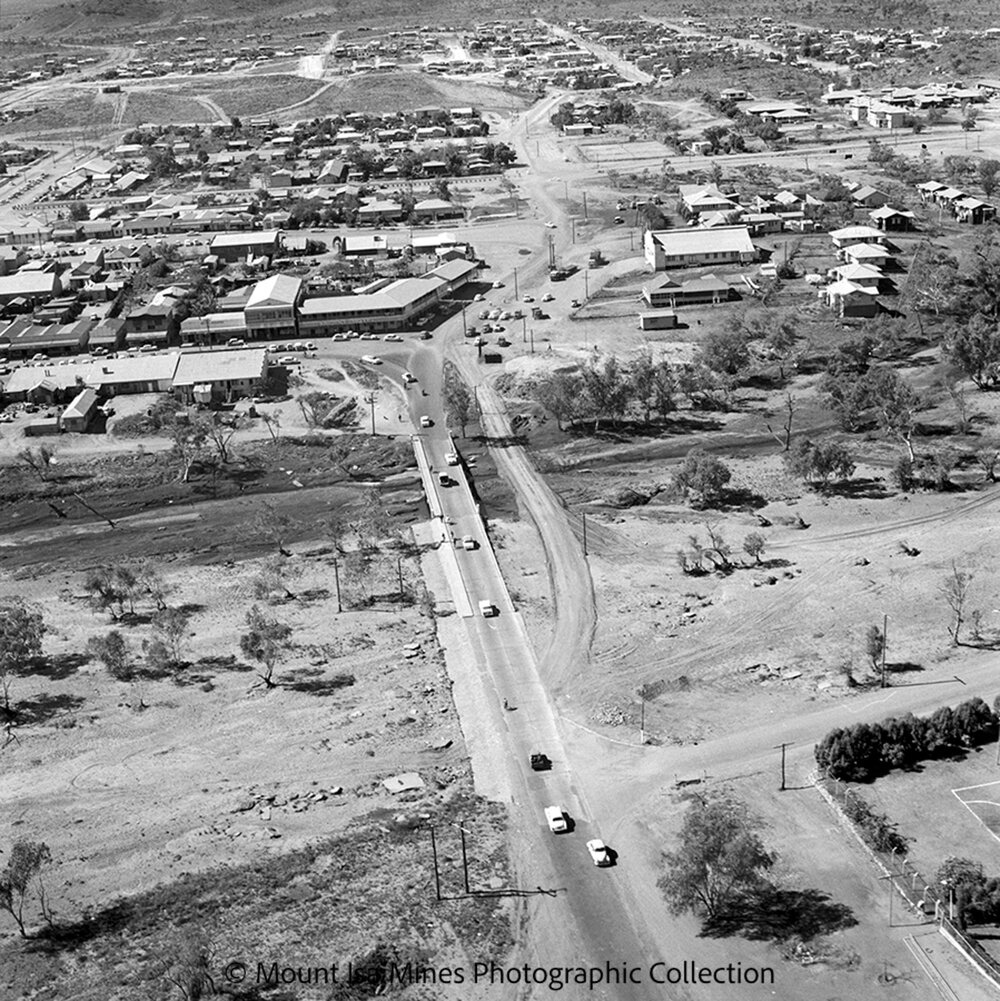 Isa Street Bridge and Argent Hotel, Mount Isa City, July 1959
