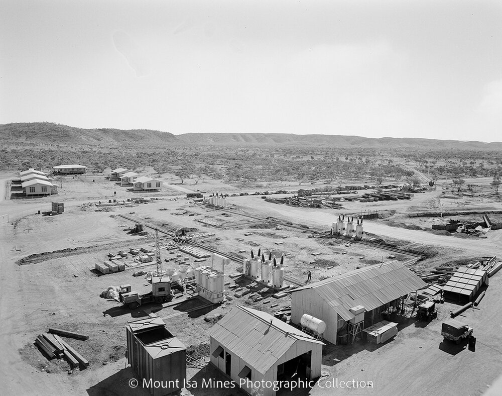 Mica Creek Power Station HV Switchyard under construction, Mica Creek, June 1959