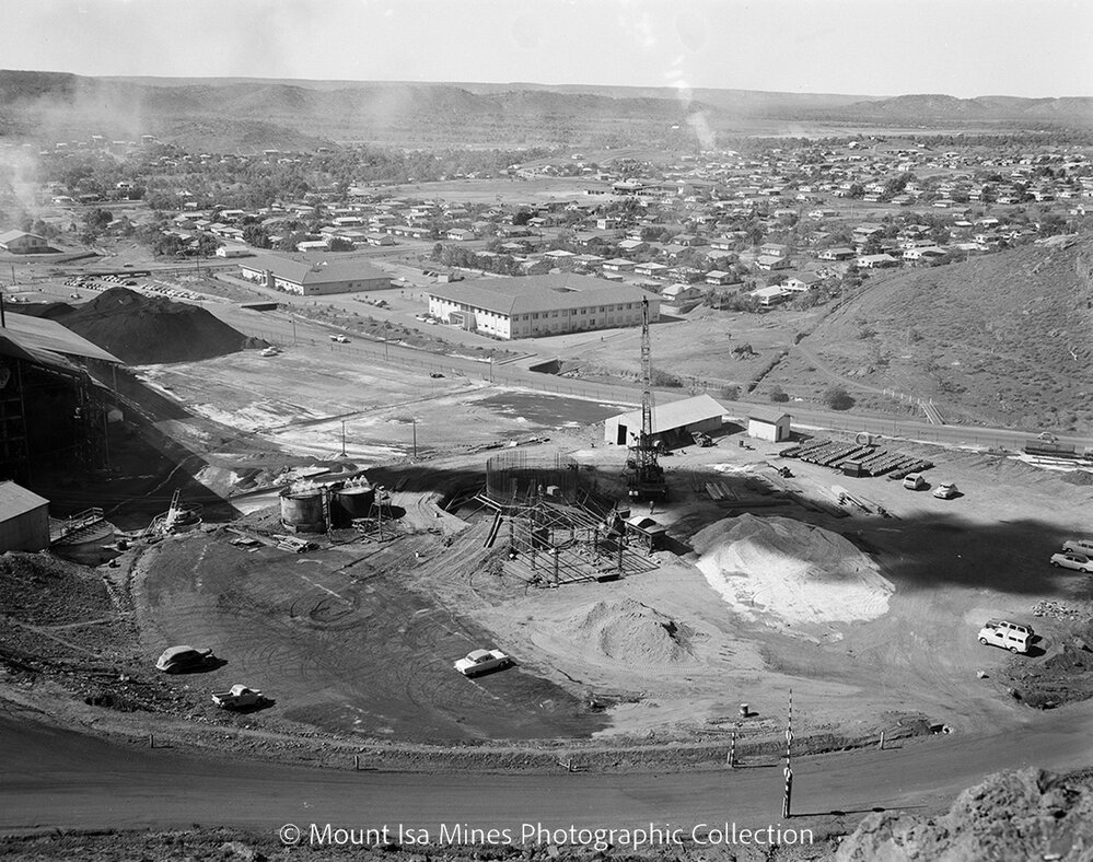 New Copper Smelter Stack construction, Mount Isa Mines, June 1959