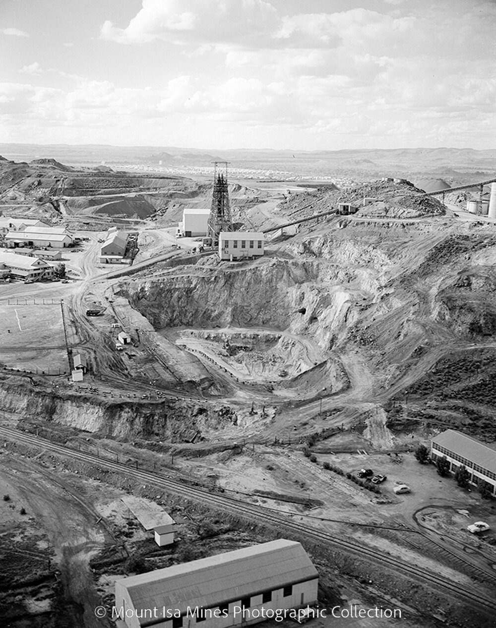 Black Rock Open Cut and No 2 Ore Shaft, Mount Isa Mines, June 1959