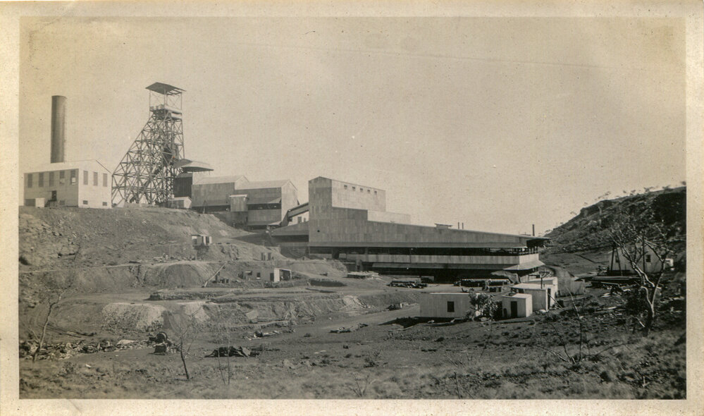 Mill and Lead Stack under construction, Mount Isa Mines, c.1931