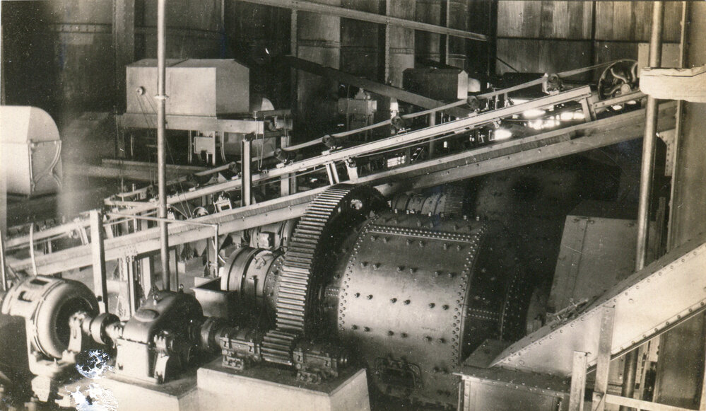Primary ball mill grinder in Mill, Mount Isa Mines, c.1931