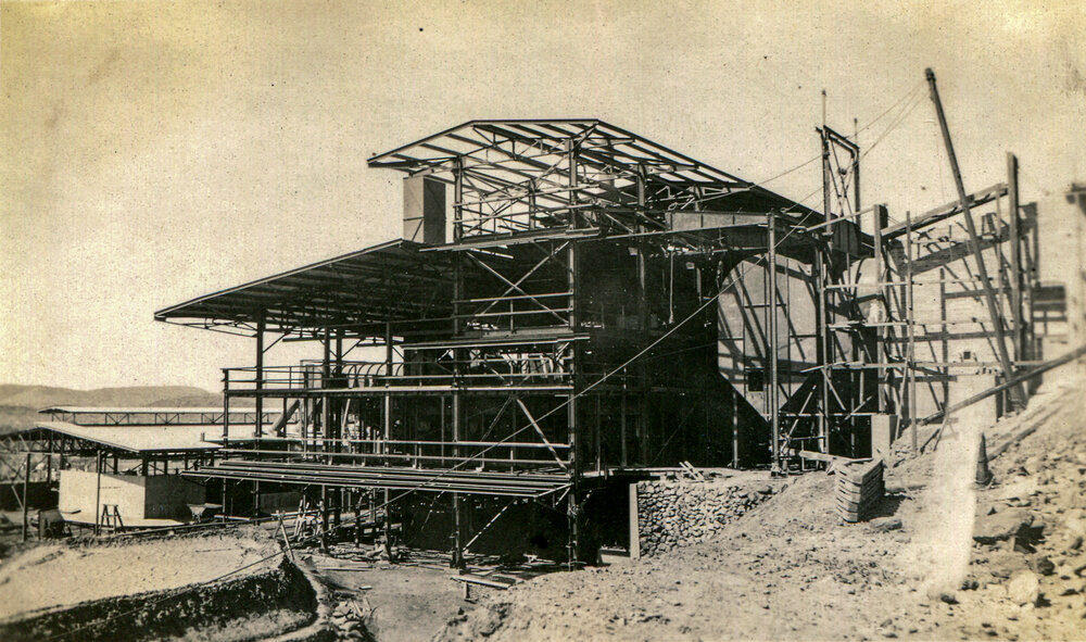 Sinter plant Lead Smelter under construction, Mount Isa Mines, c.1930