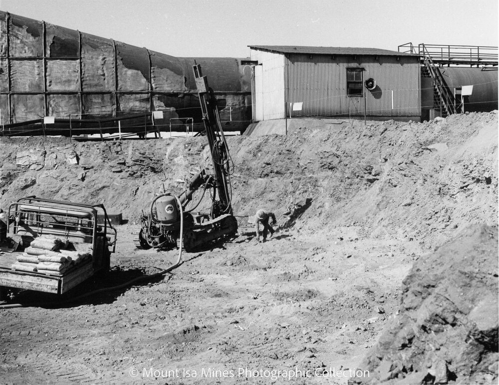 Lead Stack under construction, Mount Isa Mines, c.1977