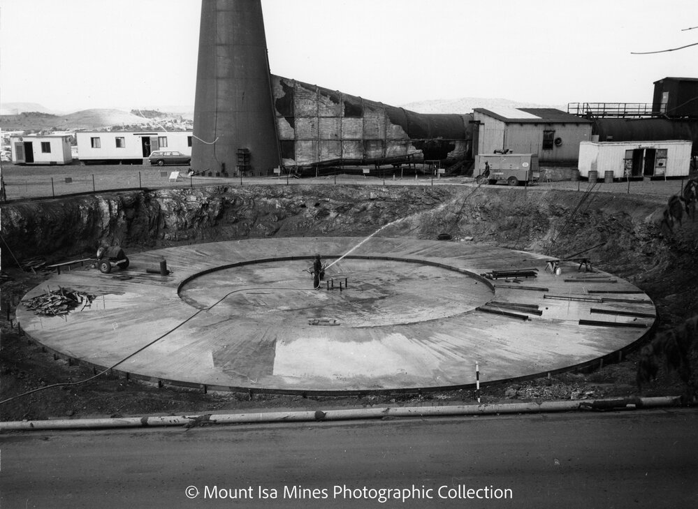 Lead Stack under construction, Mount Isa Mines, September 1977