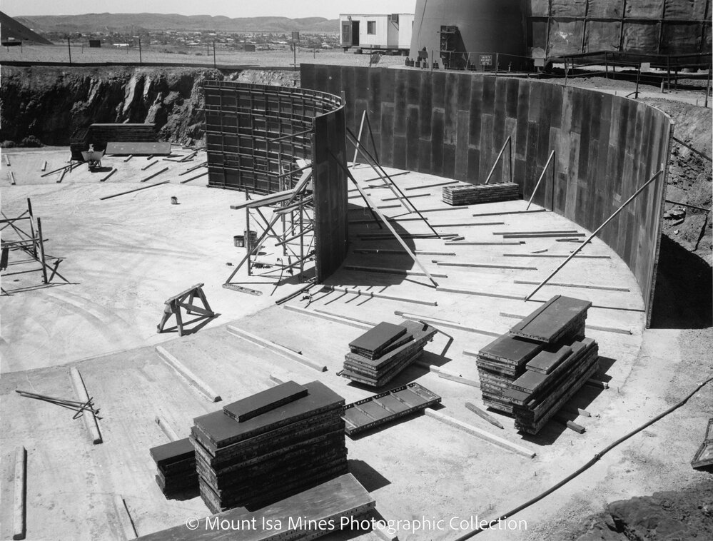Lead Stack under construction, Mount Isa Mines, September 1977