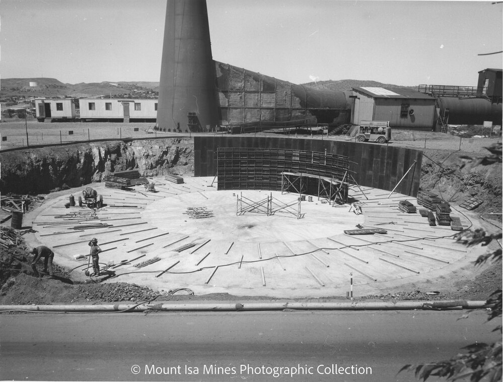 Lead Stack under construction, Mount Isa Mines, September 1977