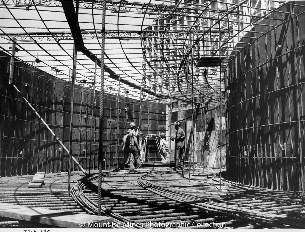 Lead Stack under construction, Mount Isa Mines, September 1977