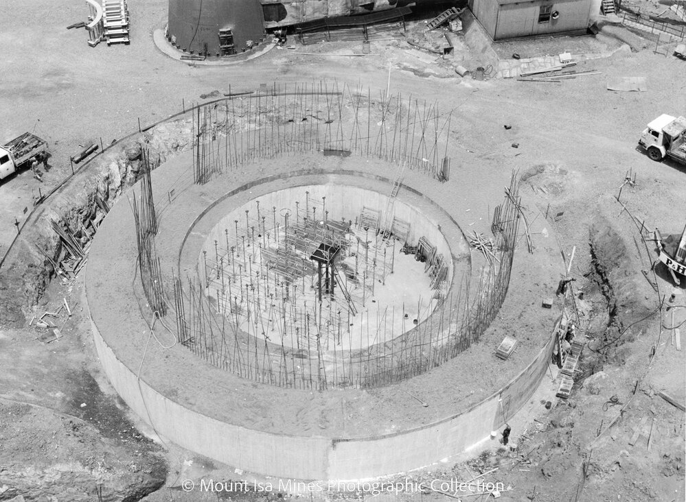 Lead Stack under construction, Mount Isa Mines, November 1977