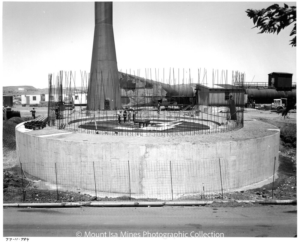 Lead Stack under construction, Mount Isa Mines, November 1977