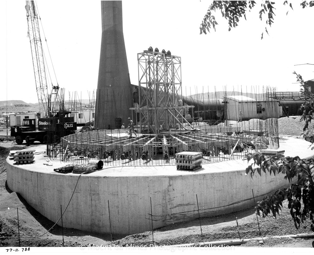 Lead Stack under construction, Mount Isa Mines, November 1977