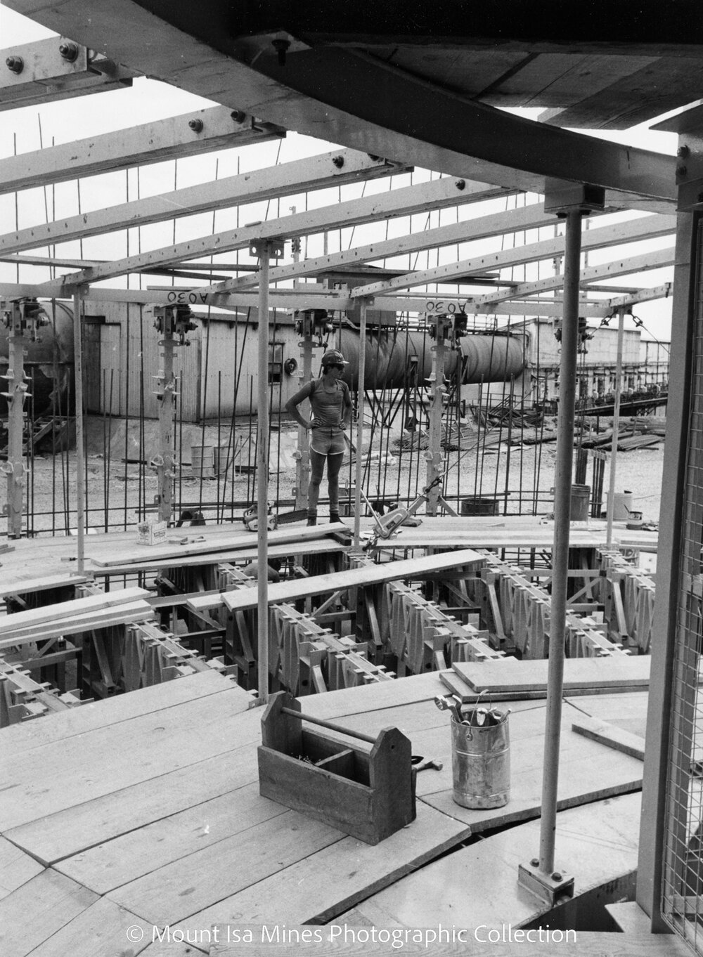 Lead Stack under construction, Mount Isa Mines, November 1977