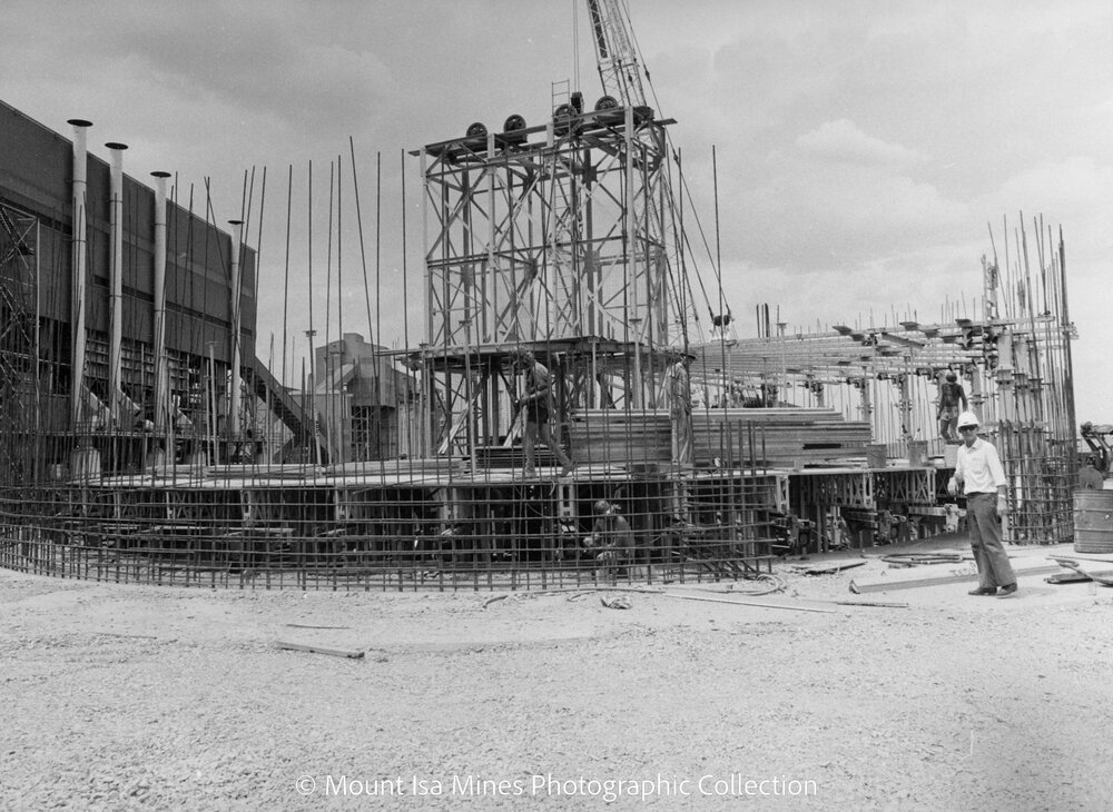 Lead Stack under construction, Mount Isa Mines, November 1977