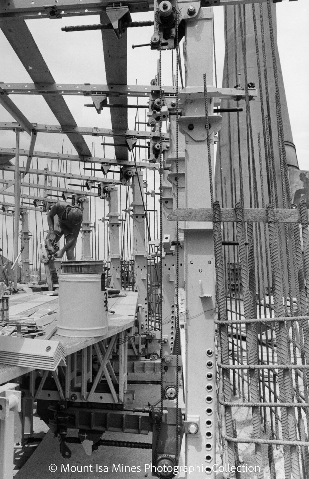 Lead Stack under construction, Mount Isa Mines, November 1977