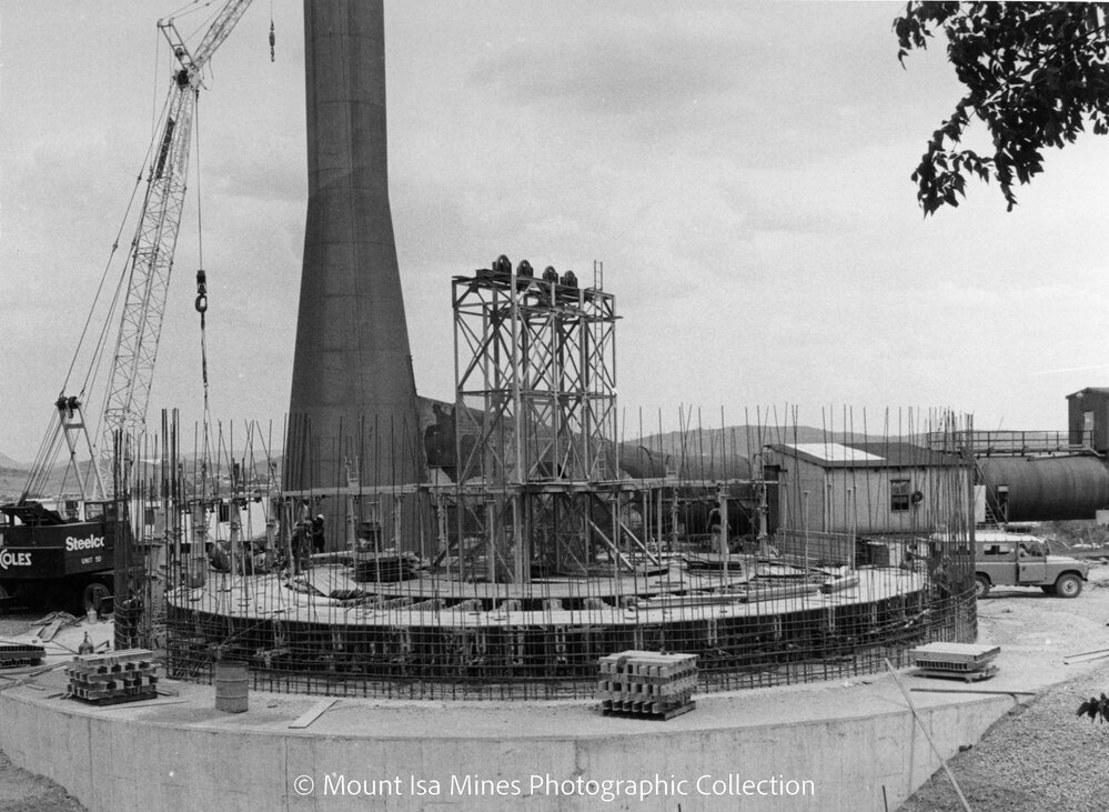 Lead Stack under construction, Mount Isa Mines, November 1977
