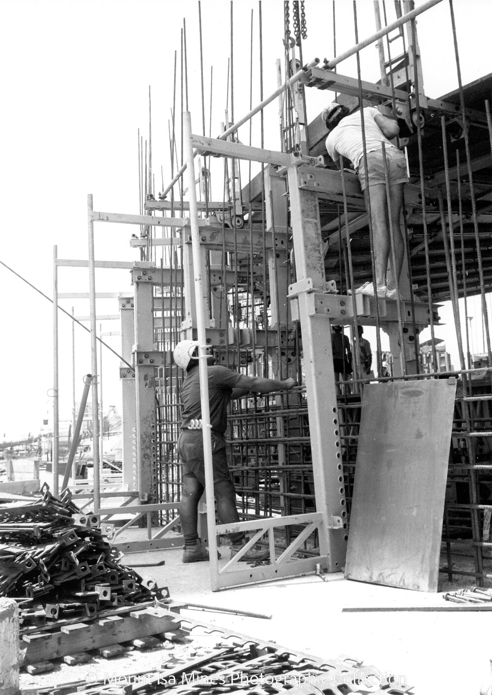Lead Stack under construction, Mount Isa Mines, November 1977