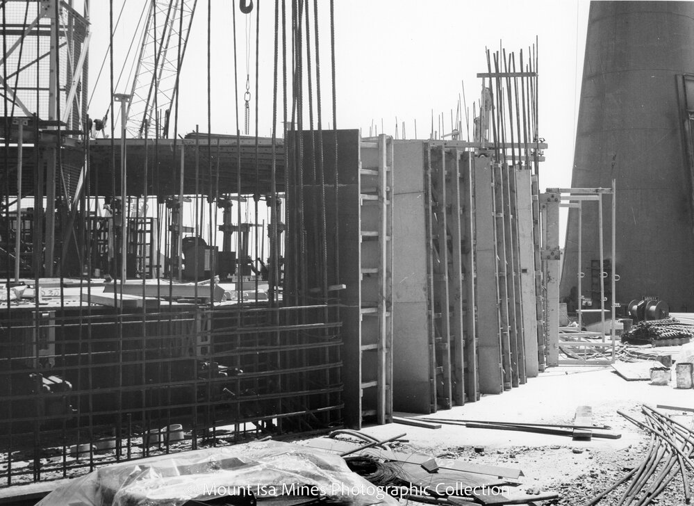 Lead Stack under construction, Mount Isa Mines, November 1977