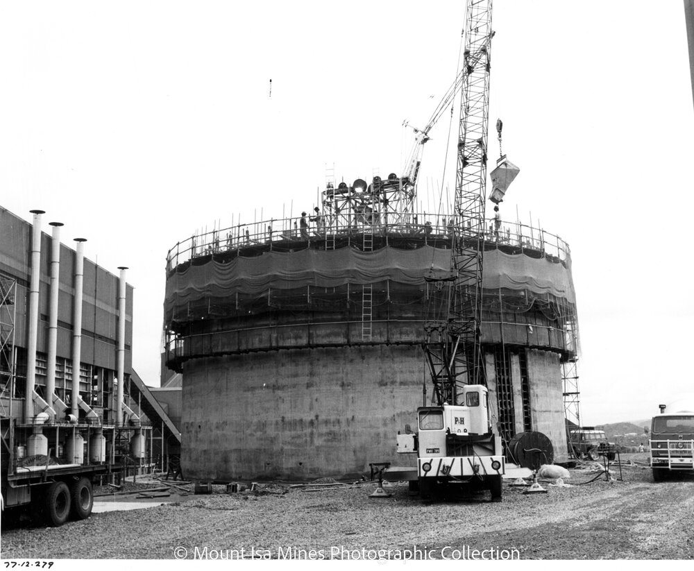 Lead Stack under construction, Mount Isa Mines, December 1977