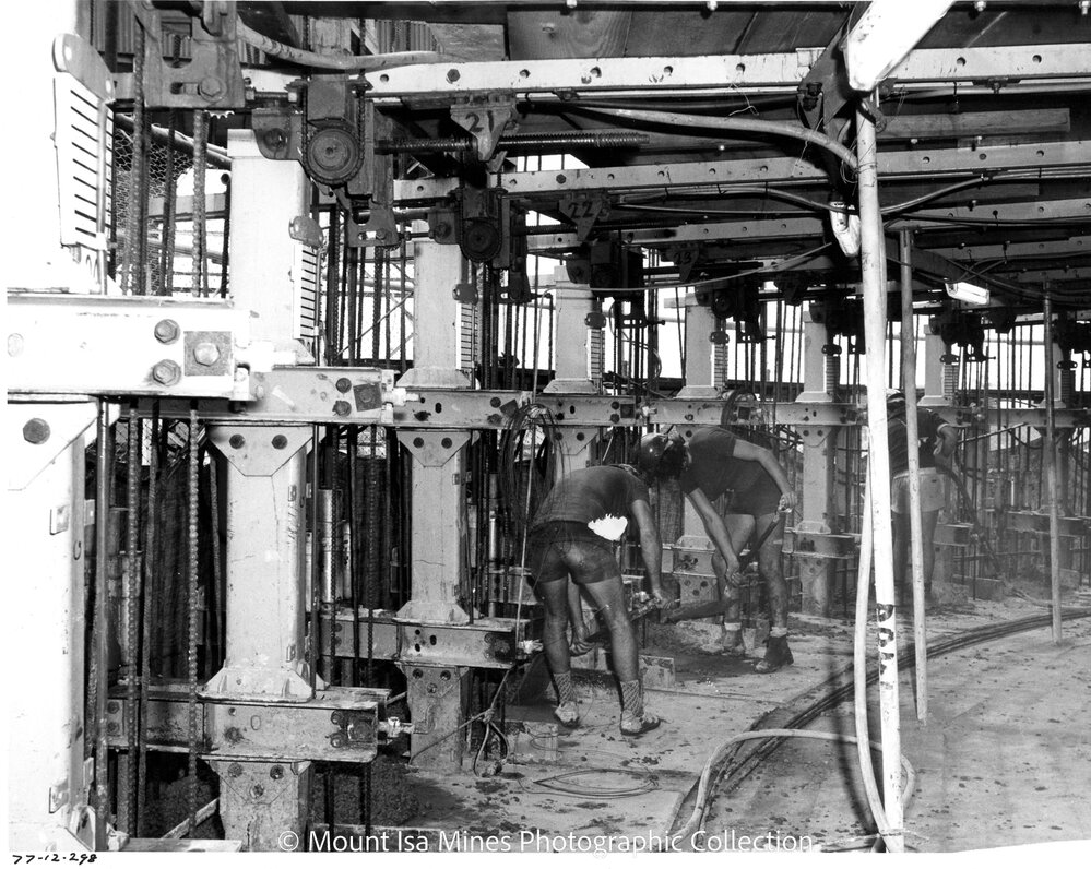 Lead Stack under construction, Mount Isa Mines, December 1977