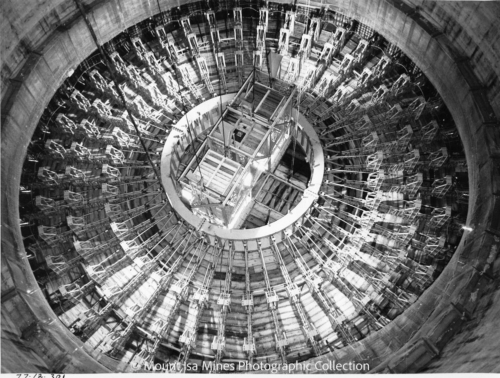 Lead Stack under construction, Mount Isa Mines, December 1977