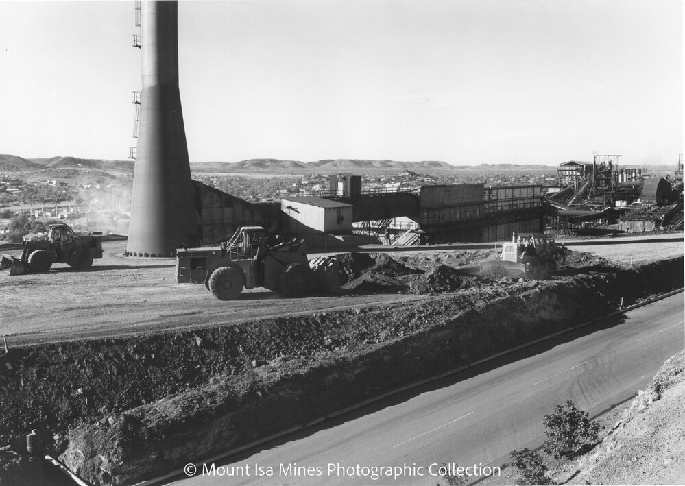 Lead Stack under construction, Mount Isa Mines, c.1977