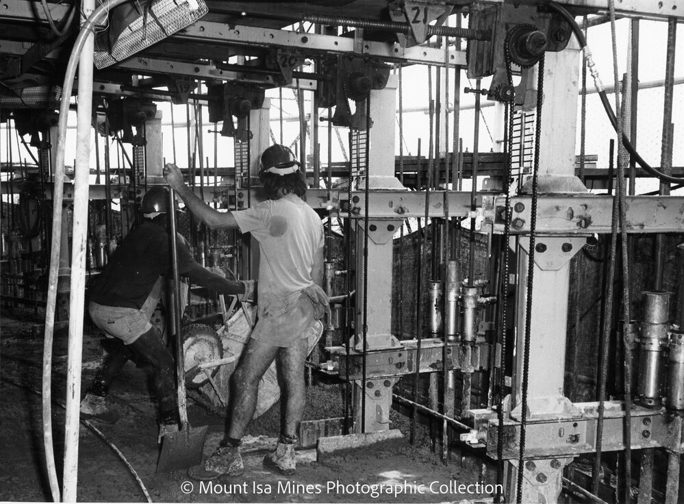 Lead Stack under construction, Mount Isa Mines, December 1977