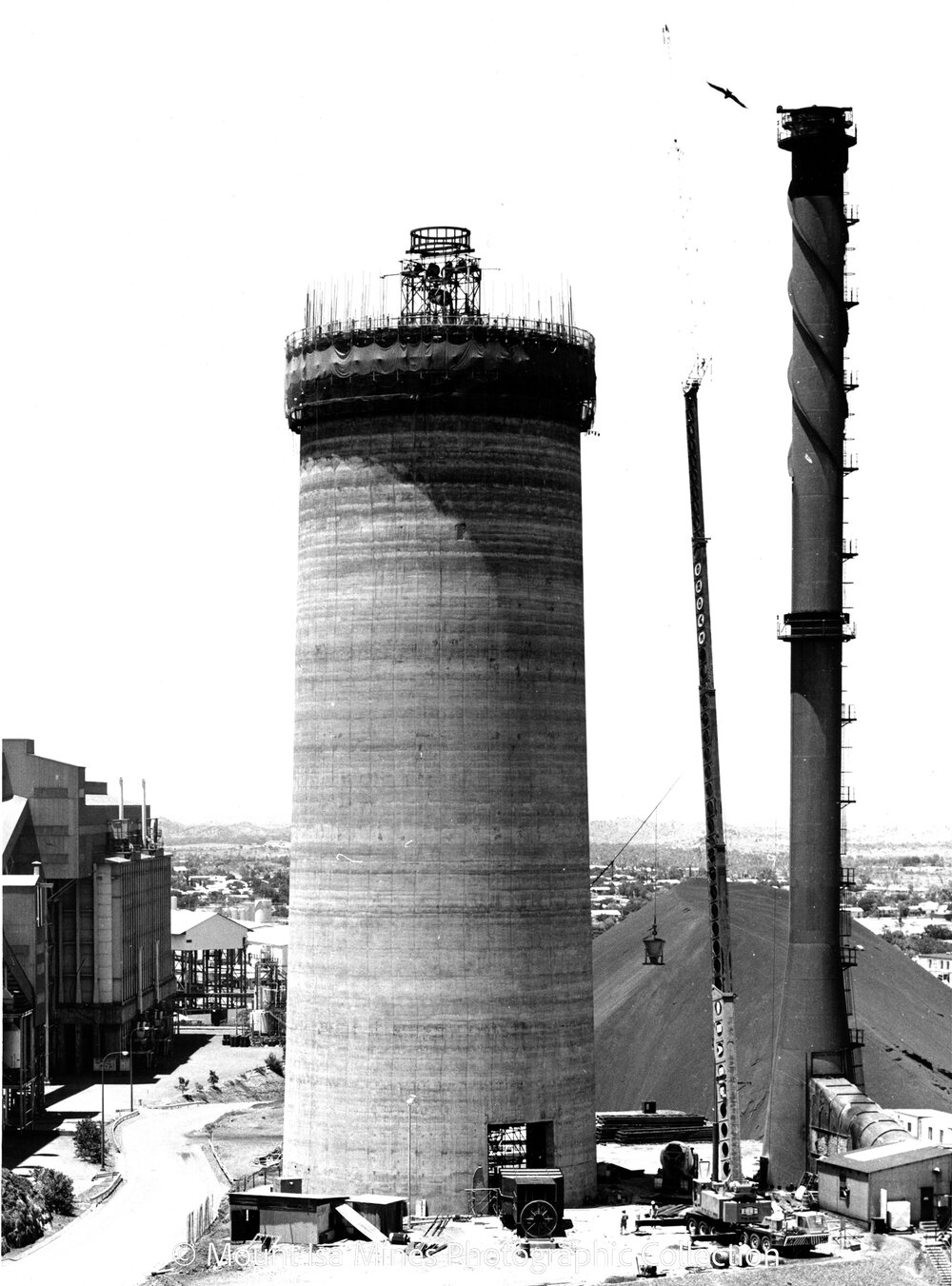 Lead Stack under construction, Mount Isa Mines, January 1978