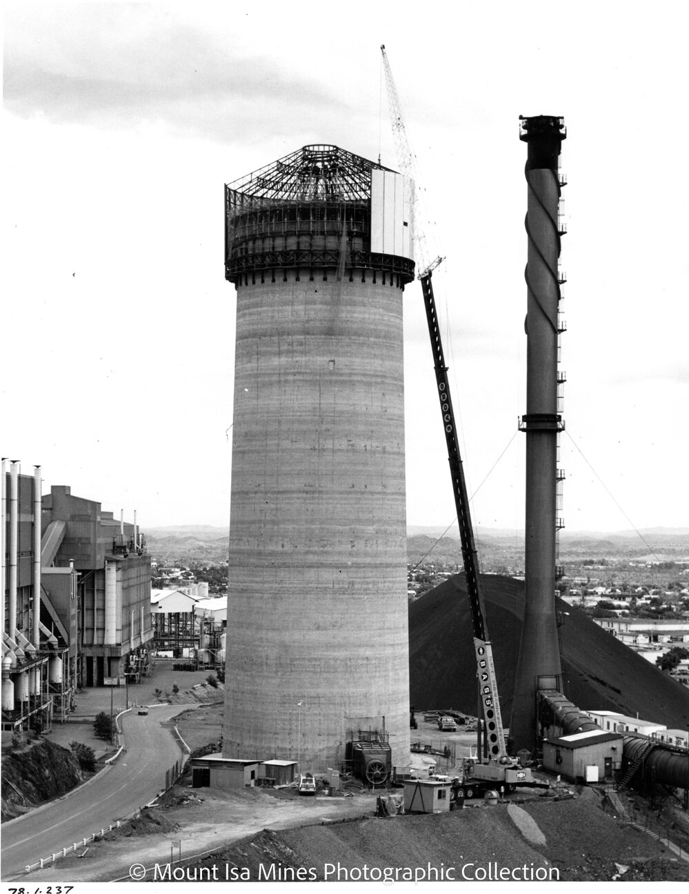 Lead Stack under construction, Mount Isa Mines, January 1978