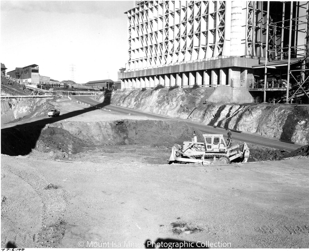 Lead Stack under construction, Mount Isa Mines, c.1977